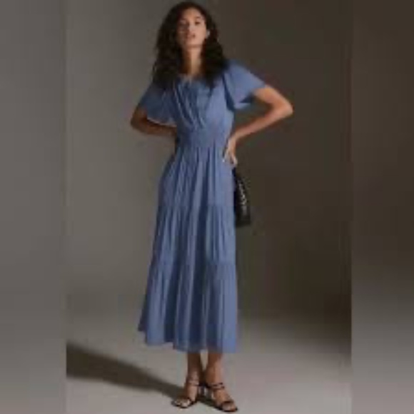 Anthropologie The Somerset Maxi Dress Lumensilk Edition Dusty Blue Size XS - Picture 1 of 1